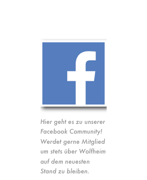￼

Hier geht es zu unserer Facebook Community! Werdet gerne Mitglied um stets über Wolfheim auf dem neuesten Stand zu bleiben.